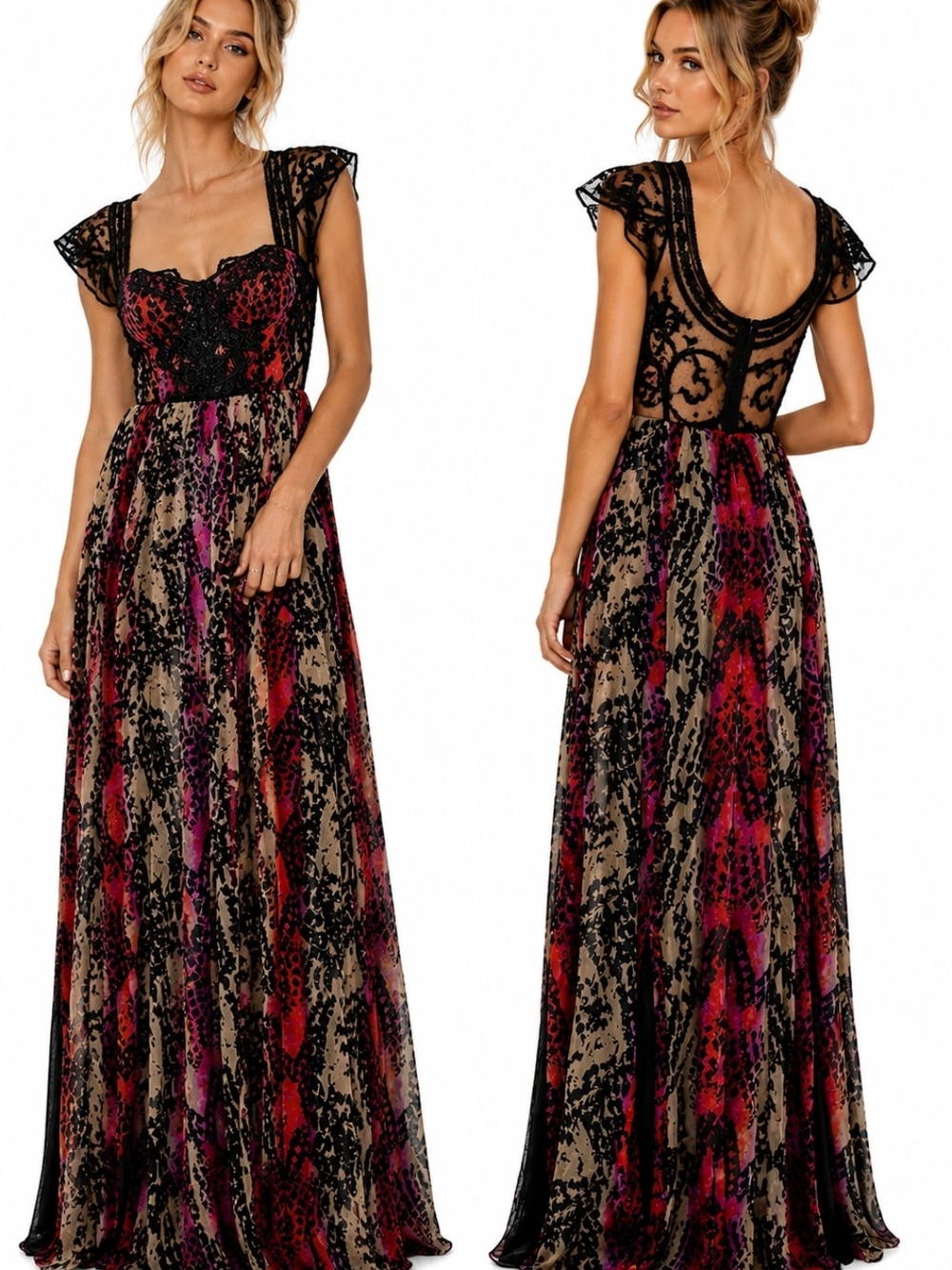 Free People Lace Maxi Dress Boho Open Back Festival Whimsigoth Fairy Size 8 - Picture 1 of 15